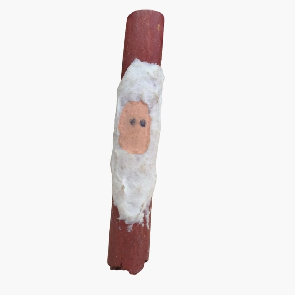 Santa Claus Pencil Pin Cinnamon Stick Hand Painted  Holiday Rustic Primitive